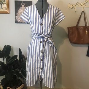 Linen Striped Beach Dress